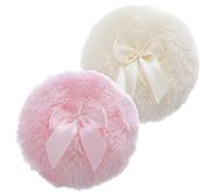 Sibba Esponja Grande Y Esponjosa 4 Pulgadas Ultra Suave Lavable Reutilizable De Terciopelo Para La Cara El Cuerpo Polvos Sueltos Herramienta De Maquillaje En Seco Y Húmedo (Rosa Y Amarillo)