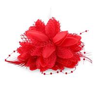 Sibba Flor Clips Sombrero Pinza para el cabello con plumas Clip Rosas rojas Horquillas Accesorios Boda Diadema Cóctel Sombreros Mujeres Niñas Pastillero Clásico Fiesta del té Navidad