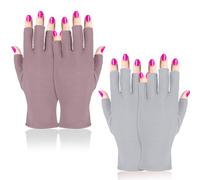 Sibba Guantes sin dedos, 2 pares de manoplas de algodón para manos secas, hidratantes, dormir durante la noche, manicura sin dedos, guantes de tela, loción hidratante, manicura de uñas (gris, rosa)