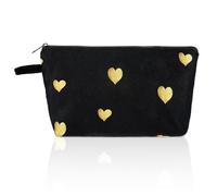 Sibba Neceser de viaje lindo estuche para cosméticos con cremallera monedero cartera mini corazón pequeña bolsa portaobjetos organizador accesorios cosméticos facturas regalo (negro)