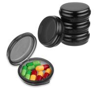 Sibba Paquete de 5 pastilleros pequeños, contenedor de píldoras de viaje, pastillero redondo portátil diario para bolsillo, bolso, maletín, organizador de viaje, píldoras, medicamentos, bacalao,