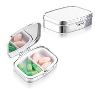 Sibba Pastillero de 2 Compartimentos Paquete de Viaje de Acero Inoxidable para Tabletas y Recetas Bonita Caja Organizadora de Píldoras Multifuncional A Prueba De Humedad para Bolso
