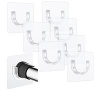 Sibba Soporte Adhesivo para Barra de Cortina de Ducha 8 Unidades Soporte de Cortina Adhesivo Retenedor de Barra Invisible Ganchos de Tensión de Barra de Perforación Soporte de Pared Soporte