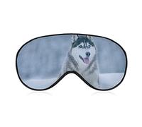 Siberian Huskies on Snow Sleep Mask Soft Blindfold Antifaz portátil con correa ajustable para hombres y mujeres