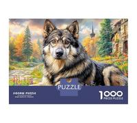 Siberian Huskies Rompecabezas 1000 Piezas para Adultos Rompecabezas para Adultos 1000 Piezas Rompecabezas Juego Desafiante, Forest Wolf Regalos para Hombres Actividad Cartón Reciclado