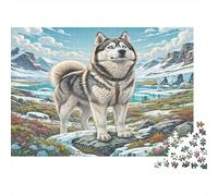 Siberian Husky 1000Pc Puzzle for Adults & Kids Husky on Ice Fun Present & Activity for Home Age 12 Years Up 70x50cm/1000pcs