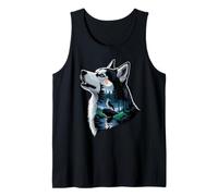 Siberian Husky Aullando A La Luna Camiseta sin Mangas