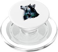 Siberian Husky Aullando A La Luna PopSockets PopGrip para MagSafe