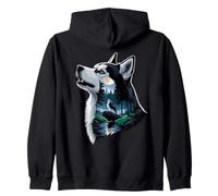 Siberian Husky Aullando A La Luna Sudadera con Capucha