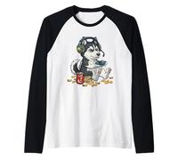 Siberian Husky Controlador de Videojuegos PC Consola Gaming Camiseta Manga Raglan