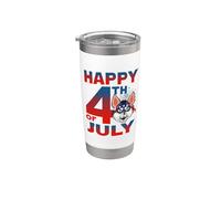 Siberian Husky Dog American Flag Glasses Happy 4th Of July Vaso térmico de acero inoxidable de doble pared