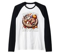Siberian Husky Fall Vibes For Autumn Lover Husky Dog Mom Camiseta Manga Raglan