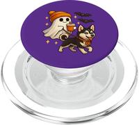 Siberian Husky Halloween Ghost Walking Husky Dog PopSockets PopGrip para MagSafe