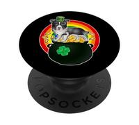 Siberian Husky Lucky Dog Leprechaun Shamrock St Patricks Day PopSockets PopGrip Adhesivo