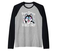 Siberian Husky Paw-sitive Vibes Only Retro Dog Lover Camiseta Manga Raglan
