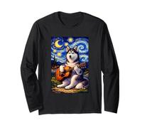 Siberian Husky Playing Guitar Whimsical Art Music Camping Manga Larga