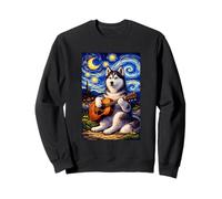 Siberian Husky Playing Guitar Whimsical Art Music Camping Sudadera