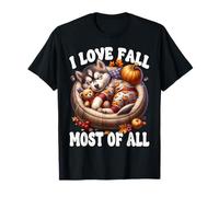 Siberian Husky Puppy I Love Fall Most of All For Husky Lover Camiseta
