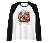 Siberian Husky Puppy I Love Fall Most of All For Husky Lover Camiseta Manga Raglan