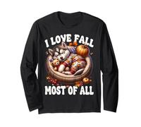 Siberian Husky Puppy I Love Fall Most of All For Husky Lover Manga Larga