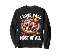 Siberian Husky Puppy I Love Fall Most of All For Husky Lover Sudadera