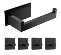 Siblaies Portarrollos de papel higiénico sin taladrar, soporte de papel higiénico sin taladrar, autoadhesivo, soporte de papel de acero inoxidable, soporte para rollos de papel higiénico con 4 ganchos