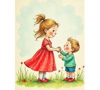 Sibling Love Notebook | 8.5 x 11": Cute Lined Journal for Kids | Sweet Brother and Sister Illustration | 110 Pages