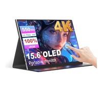 sibolan Monitor portátil de 15.6 pulgadas, pantalla táctil 4K OLED 3840X2160 100000:1, pantalla táctil de 10 puntos, con cubierta protectora, monitores de viaje HDMI USB C para computadora, mini PC