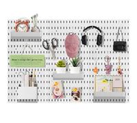 Sibosen Kit de 42 tableros perforados, incluye 6 tableros de clavijas de 28 x 28 cm y ganchos de accesorios, organizador de pared de plástico para oficina, sala de manualidades, organizador de tablero