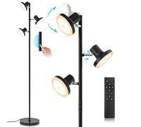 SIBRILLE Lampara de Pie Salon 36W/2500LM, Lámpara de Pie LED Regulable con Mando a Distancia & Control Táctil, 4 Temperaturas de Color, 3 Luces Giratorias Luz de Pie para Salón, Habitación y Oficina