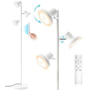 SIBRILLELampara de Pie Salon 36W 2500LM Lampara de Pie Regulable con Mando a Distancia & Control Táctil, 4 Temperaturas de Color, 3 Luces Giratorias Luz de Pie para Salón Habitación Oficina, Blanco