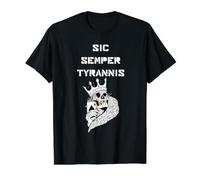 Sic Semper Tyrannis Ace Skull King Así, Siempre a los tiranos Camiseta gráfica económica, Hombre, Negro, S