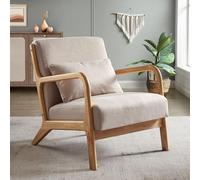 Sicaan Sillón Vintage escandinavo Marie Lino Beige y Madera