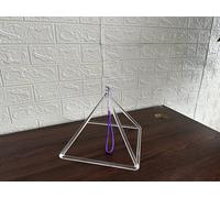 Siceeoly Pirámide de cristal de cuarzo de 9 pulgadas, hecha a mano, transparente, instrumento musical curativo para meditación de sanación con sonido con cuenco de cristal