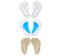 Sicheii 3 pares de insertos de gel para soporte de arco para mujeres y hombres, soporte de arco suave para pies planos, plantillas adhesivas para fascitis plantar para sandalias, almohadillas de arco