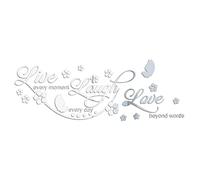 Sicheii Calcomanía de espejo Live Laugh Love, plantillas inspiradoras de pared con citas para despegar y pegar, calcomanías decorativas de pared para decoración de sala de estar, refranes