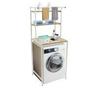 SICHENSH Estantería de 3 niveles para lavadora, armario de lavadora, estante de metal sobre lavadora para baños, lavaderos, garajes (blanco + registro)