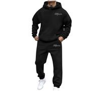 Sicher! Hier ist Ein Produkttitel für Ihr Border Streetwear Hoodie Set, Der Richtlinien Richtlinien enthält: „Unisex Streetwear Fleece Hoodie Set mit Aufdruck (Black, L)
