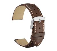 SiChouwz Correa De Reloj De Cuero Genuino 14 Mm 16 Mm 18 Mm 19 Mm 20 Mm 21 Mm 22 Mm 23 Mm 24 Mm Bandas De Repuesto Pulsera For Hombres Y Mujeres(Dark Brown-Silver-B,14mm)