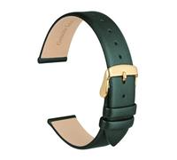 SiChouwz Correa De Reloj De Cuero Genuino, Pulsera De 8mm, 10mm, 12mm, 14mm, 16mm, 18mm Y 20mm For Mujer, Correa De Repuesto Con Hebilla De Acero Inoxidable(Dark Green-Gold,16mm)