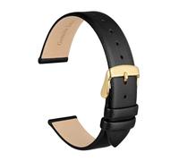 SiChouwz Correa De Reloj De Cuero Genuino, Pulsera De 8mm, 10mm, 12mm, 14mm, 16mm, 18mm Y 20mm For Mujer, Correa De Repuesto Con Hebilla De Acero Inoxidable(Black-Gold,8mm)