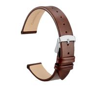 SiChouwz Correa De Reloj De Cuero Genuino, Pulsera De 8mm, 10mm, 12mm, 14mm, 16mm, 18mm Y 20mm For Mujer, Correa De Repuesto Con Hebilla De Acero Inoxidable(Dark Brown-Silver,8mm)