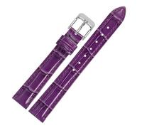 SiChouwz Correa De Reloj Piel Vaca, Correa Grano Bambú Becerro For Hombres Y Mujeres, Pulsera, Cinturón, Hebilla Mariposa(Purple,17mm)