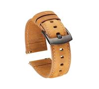 SiChouwz Correa De Reloj Retro De Cuero Genuino, Correa De Reloj Inteligente De Liberación Rápida, Accesorios For Reloj, Correas De Muñeca Suaves Crazy Horse De 20mm Y 22mm(Yellow brown black,22mm)