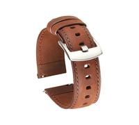 SiChouwz Correa De Reloj Retro De Cuero Genuino, Correa De Reloj Inteligente De Liberación Rápida, Accesorios For Reloj, Correas De Muñeca Suaves Crazy Horse De 20mm Y 22mm(Dark brown silver,20mm)