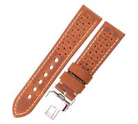 SiChouwz Correas De Reloj De Cuero Genuino Transpirables For Mujeres Y Hombres, 5 Colores, 20 Mm, 22 Mm Y 24 Mm, Cierre Desplegable.(Brown,24mm)