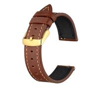 SiChouwz Pulsera De Reloj De Cuero Genuino For Hombres Y Mujeres, Correa De Reloj De Liberación Rápida De 18mm, 20mm Y 22mm, Hebilla Dorada(Red Brown,18mm)