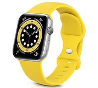 Sichy Correa compatible con Apple Watch38mm 40mm 41mm 42mm 44mm 45mmm, correas de muñeca de repuesto de silicona compatibles con iWatch Series 8 7 6 SE 5 4 3 2 1 (Amarillo mango, 42/44/45 s/m)