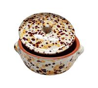 Sicignano | Cacerola de terracota de 24 cm con tapa (juego de 2 unidades), línea Familia, fabricada en Italia, para cocina sana, apta para horno y gas, naranja y burdeos