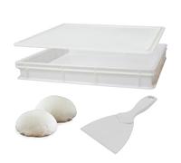 Sicignano | Caja Service para masas 60 x 40 x 10 (alt) cm con tapa y espátula, con fondo y paredes cerradas, capacidad 19 litros, apilable, color blanco, polietileno apto para lavavajillas